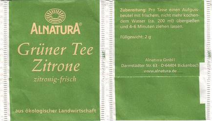 Alnatura XYZ43 Grüner Tee Zitrone