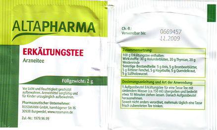 Altapharma Erkaltungstee Foil