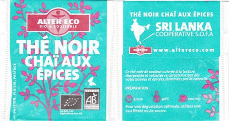 Alter Eco Thé Noir Chai Aux Epices