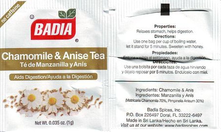 Badia Chamomile & Anise Tea