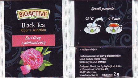 Bio Active Black Tea Earl Gey Z Platkami Rozy