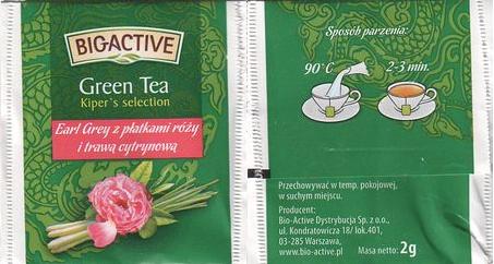 Bio Active Green Tea Earl Grey Z Platkami Rozy I Trawa Cytrynowa