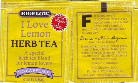 Bigelow 1 I Love Lemon