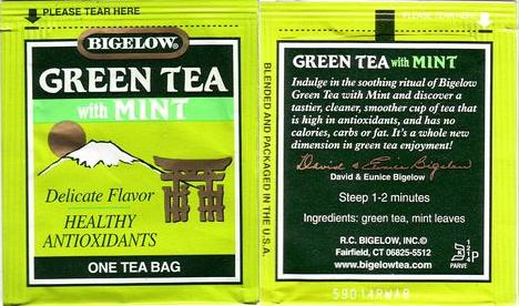 Bigelow 5 Green Tea With Mint