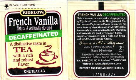 Bigelow 6 French Vanilla Decaffeinated