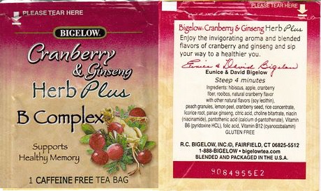 Bigelow 7 Cranberry & Ginseng Herb Plus B Complex 2