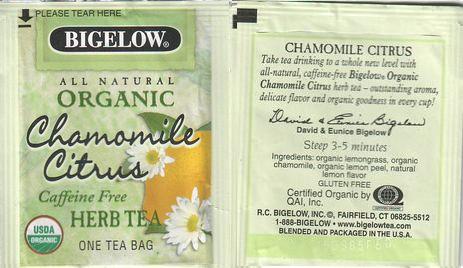 Bigelow 8 Organic Chamomile Citrus