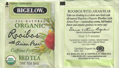 Bigelow 8 Organic Rooibos With Asian Pear