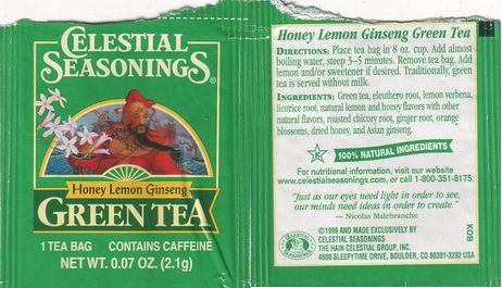 Celestial Seasonings Green Tea Honey Lemon Ginseng