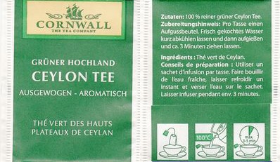 Cornwall Grüner Hochland Ceylon Tee