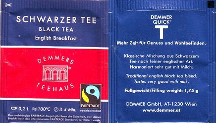 Demmers Teehaus 01 Schwarzer Tee English Breakfast Fairtrade