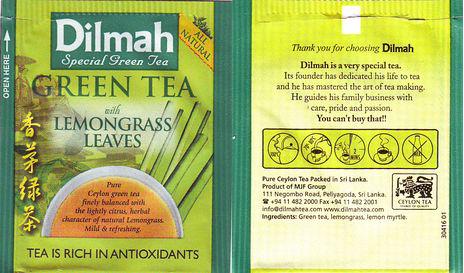 Dilmah SGT Green Tea With Lemongrass Leaves