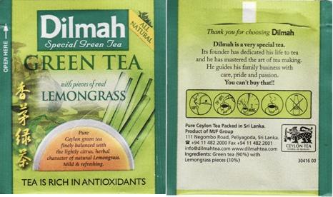 Dilmah SGT Green Tea With Pieces of Real Lemongrass