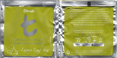 Dilmah T Luxury Leaf Bag Green Tea With Jasmine Flowers