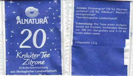 Alnatura 2007 20 Kräuter Tee Zitrone