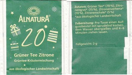 Alnatura 2012 20 3823EN20 Grüner Tee Zitrone