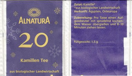 Alnatura 2015 20 3833EN20 Kamillen Tee