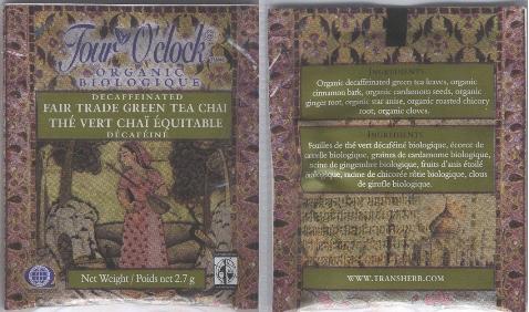 Four O’Clock Decaff Fairtrade Green Tea Chai 1