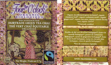 Four O’Clock Decaff Fairtrade Green Tea Chai 2