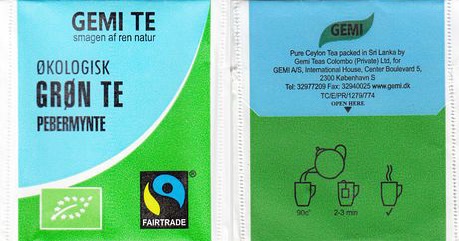 Gemi Té Fairtrade Okologisk Gron Té Pebermynte