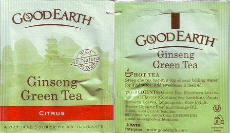 Good Earth Ginseng Green Tea Citrus