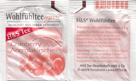 H & s Wohlfuhltee Ergovit Cranberry Acerolakirsche