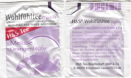 H & s Wohlfuhltee Ergovit Melisse Orangenblute