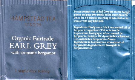 Hampstead Tea Organic Fairtrade Earl Grey 1 Staple Free Teabag