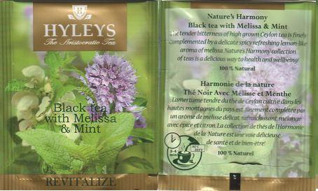 Hyleys Black Tea With Melissa & Mint Revitalize