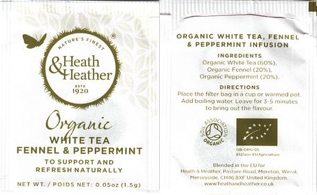 Heath & Heather 04 Organic White Tea Fennel & Peppermint