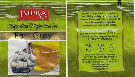 Impra Unique Blend of Ceylon Green Tea Earl Grey