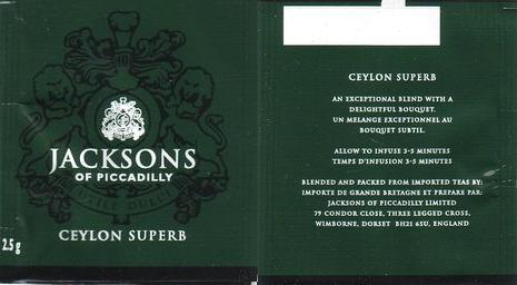 Jacksons of Picadilly Ceylon Superb Foil