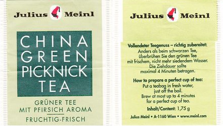 Julius Meinl China Green Picknick Tea Grüner Tee Mit Pfirsich Aroma