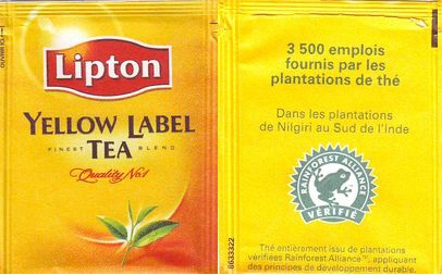 Lipton 8633327 Yellow Label Tea 3 500 Emplois