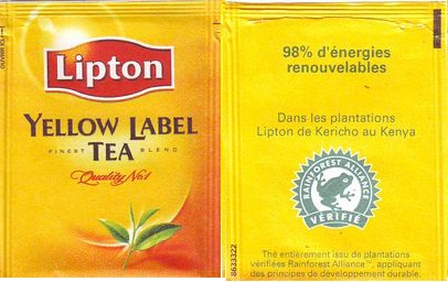 Lipton 8633327 Yellow Label Tea 98 Percen D Energies