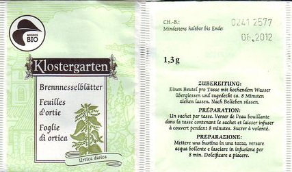 Migros 05210216 Klostergarten Brennnesselblatter Bio Logo