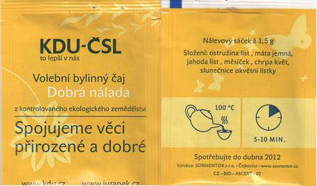 Reklamní KDU-ČSL Volebni Bylinný Čaj Dobra Nalada