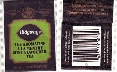 Ridgways Thé Aromatise a La Menthe Mint Flavoured Tea