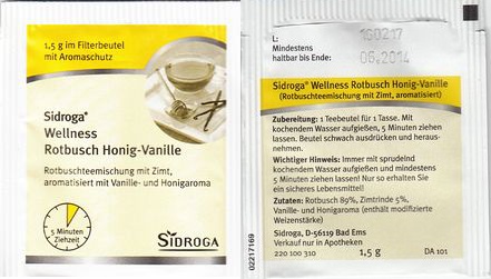 Sidroga 02217169 Rotbusch Honig Vanille