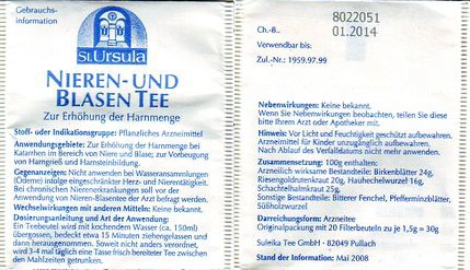 St Ursula Nieren Und Blasen Tee Paper