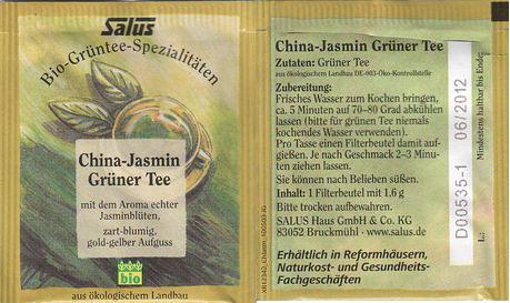 Salus Bio Grunteee Spezialitaten China Jasmin Grüner Tee