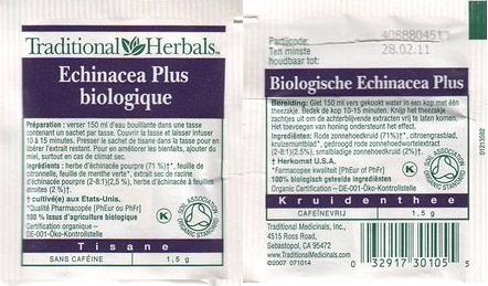 Traditional Herbals Echinacea Plus Biologique