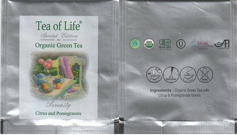 Tea of Life Organic Green Tea Seremnity Citrus & Pomegranate