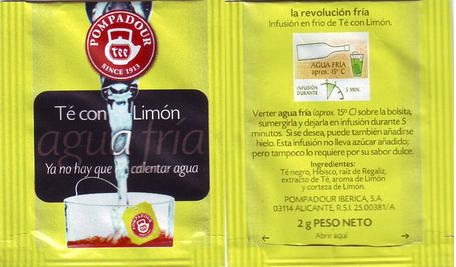 Teekanne Pompadour Iberica 08 Agua Fria Té Con Limon