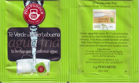 Teekanne Pompadour Iberica 08 Agua Fria Té Verde Con Hierbabuena