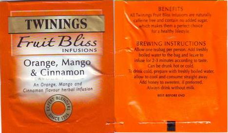 Twinings 0 Fruit Bliss Orange Mango Cinnamon