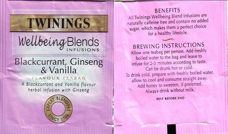 Twinings 0 Wellbeing Blends Blackcurrant Ginseng Vanilla