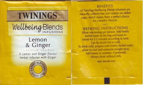 Twinings 0 Wellbeing Blends Lemon Ginger