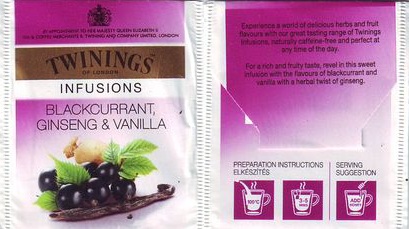 Twinings Infusions Blackcurrant Ginseng & Vanilla