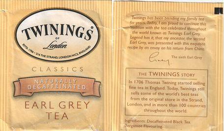 Twinings USA Classics Earl Grey Tea Naturally Decaffeinated